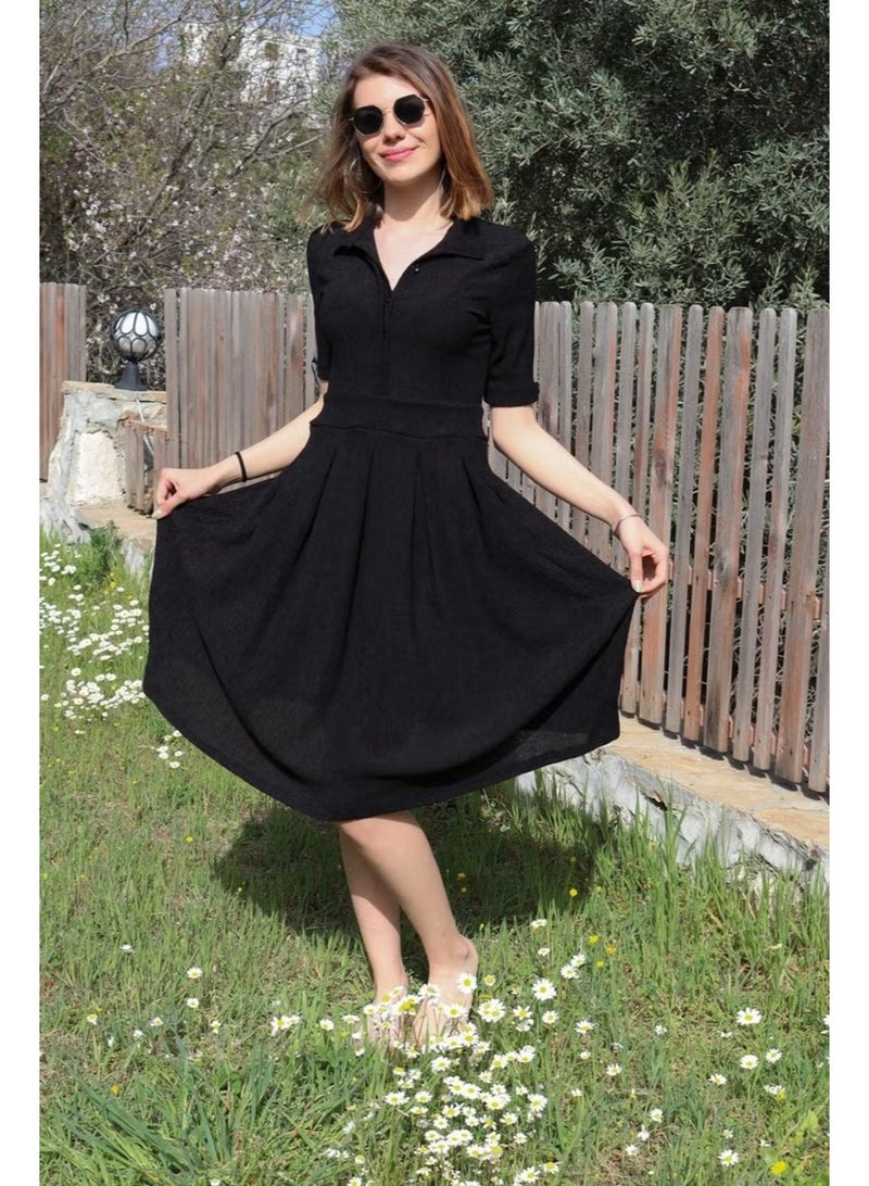 Barbora فستان بقصة ضيق ومنتفخ بياقة - Image 1